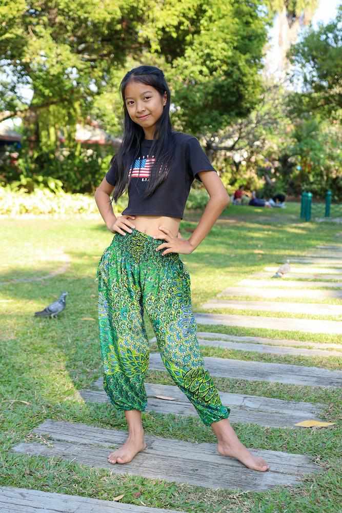 GIRLS & BOYS PEACOCK BOHO PANTS - Lannaclothesdesign Shop
