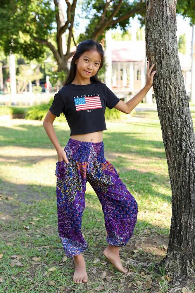 GIRLS & BOYS PEACOCK BOHO PANTS - Lannaclothesdesign Shop
