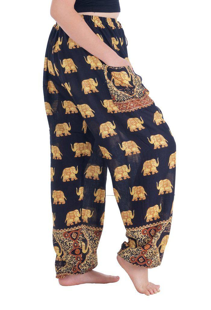 Gold Elephant Drawstring Pants - Lannaclothesdesign Shop