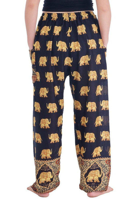 Gold Elephant Drawstring Pants-Drawstring-Lannaclothesdesign Shop-Lannaclothesdesign Shop