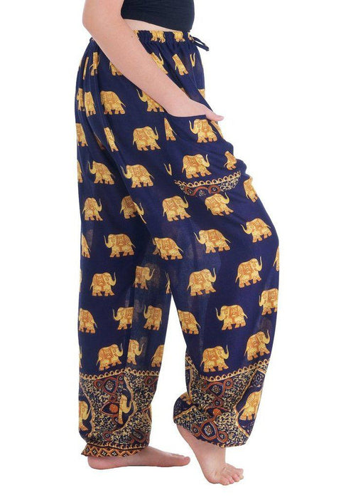 Gold Elephant Drawstring Pants-Drawstring-Lannaclothesdesign Shop-Lannaclothesdesign Shop