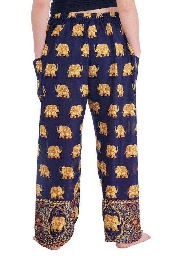Gold Elephant Drawstring Pants-Drawstring-Lannaclothesdesign Shop-Lannaclothesdesign Shop