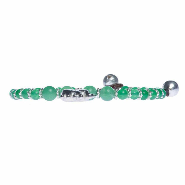 Green Aventurine Beads and Silver Bells Bracelet-Bracelet-Lannaclothesdesign Shop-Lannaclothesdesign Shop