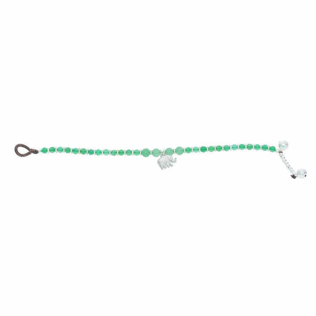 Green Aventurine Beads and Silver Bells Bracelet-Bracelet-Lannaclothesdesign Shop-Lannaclothesdesign Shop