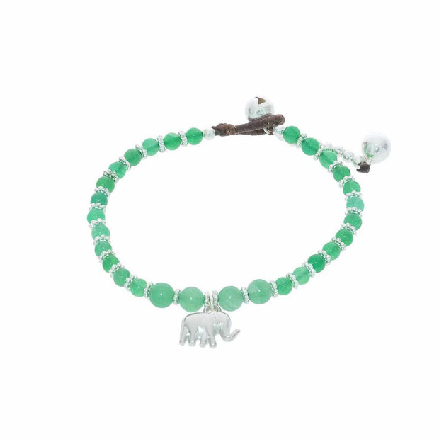 Green Aventurine Beads and Silver Bells Bracelet-Bracelet-Lannaclothesdesign Shop-Lannaclothesdesign Shop