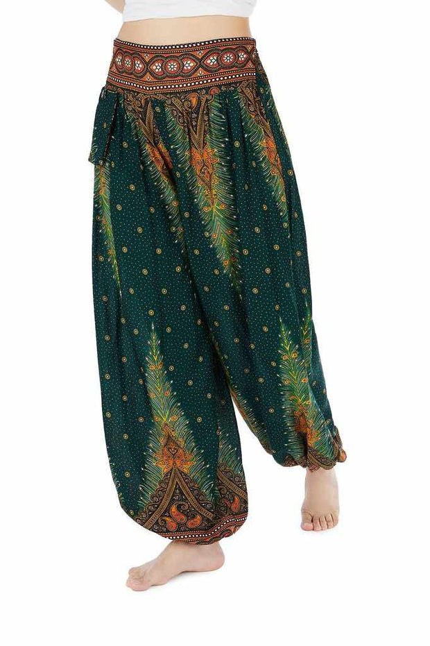 Green Comfy Boho Pants-Jenny Pants-Lannaclothesdesign Shop-Lannaclothesdesign Shop
