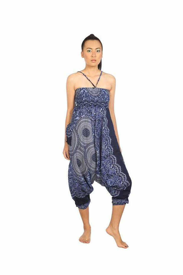 Harem Jumpsuit Pants-Harem Jumpsuit-Lannaclothesdesign Shop-Blue-Small-Medium-Lannaclothesdesign Shop