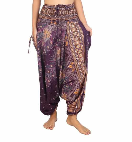 Harem Pants Peacock Print - Lannaclothesdesign Shop