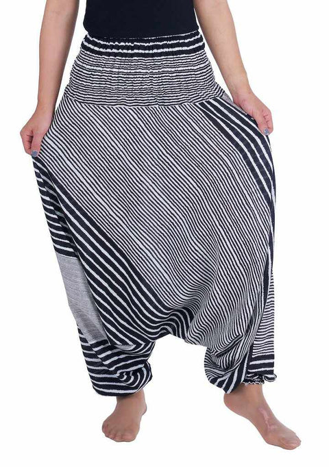 Harem Pants Striped Design-Harem Jumpsuit-Lannaclothesdesign Shop-Small-Medium-Black-Lannaclothesdesign Shop