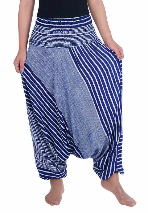 Harem Pants Striped Design-Harem Jumpsuit-Lannaclothesdesign Shop-Small-Medium-Dark Blue-Lannaclothesdesign Shop