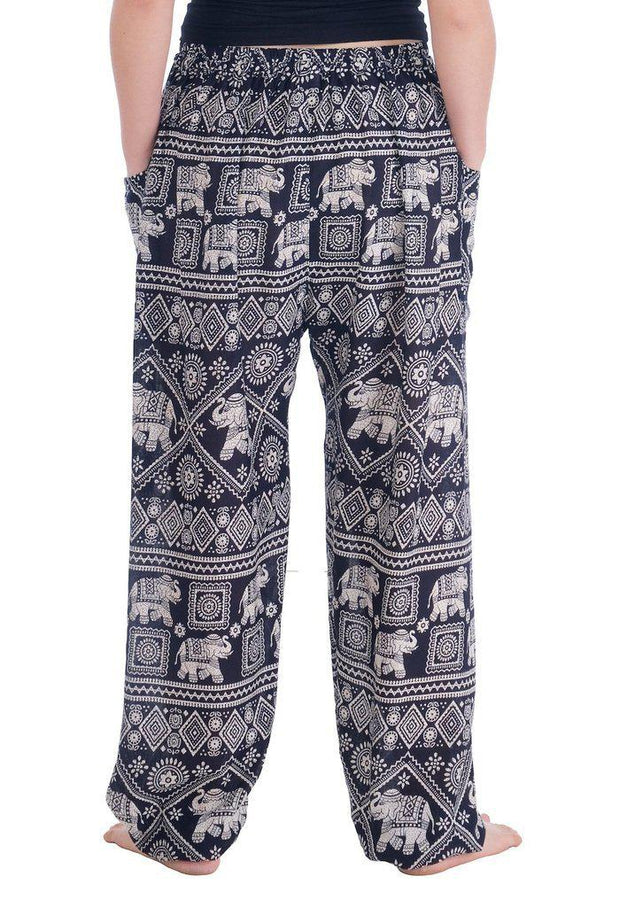 Harem Pants with Elephant Print-Drawstring-Lannaclothesdesign Shop-Lannaclothesdesign Shop