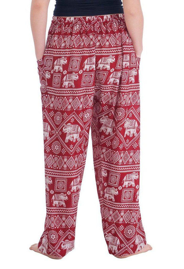 Harem Pants with Elephant Print-Drawstring-Lannaclothesdesign Shop-Lannaclothesdesign Shop