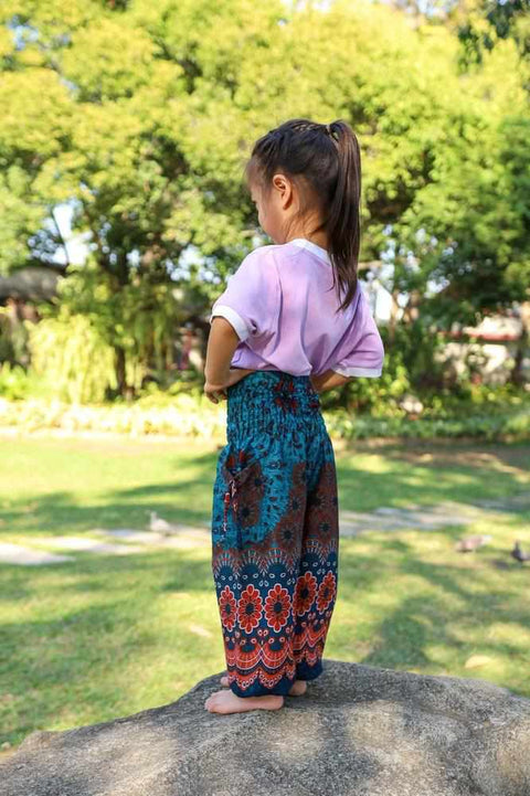 KIDS HAREM PANTS Teal Boho-Kids Boho Pants-Lannaclothesdesign Shop-Lannaclothesdesign Shop