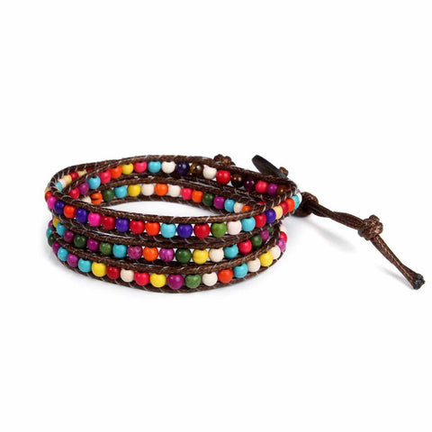 Leather 5 Wrap Bracelet-Bracelet-Lannaclothesdesign Shop-Lannaclothesdesign Shop