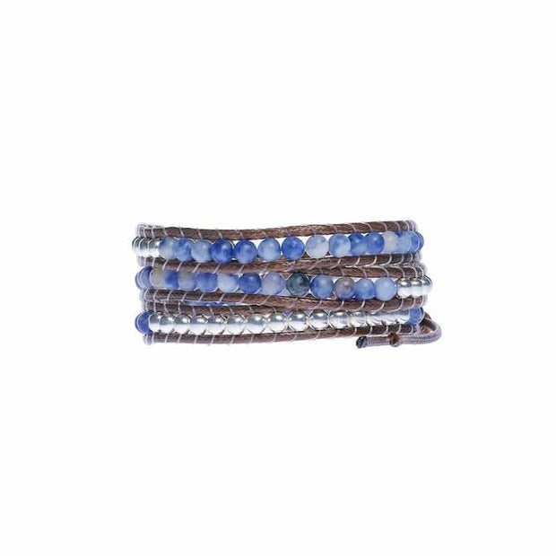 Leather 5 Wrap Bracelet-Bracelet-Lannaclothesdesign Shop-Light Blue-Lannaclothesdesign Shop