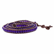 Leather 5 Wrap Bracelet-Bracelet-Lannaclothesdesign Shop-Purple-Lannaclothesdesign Shop