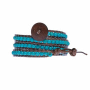 Leather 5 Wrap Bracelet-Bracelet-Lannaclothesdesign Shop-Turquoise-Lannaclothesdesign Shop
