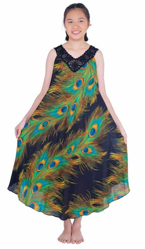 Long Sleeveless Dress Casual Fit V-Neck Crochet Lace-Dress-Lannaclothesdesign Shop-Blue-Lannaclothesdesign Shop