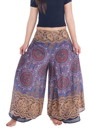 Lounge Rose Circle Palazzo Pants-Palazzo-Lannaclothesdesign Shop-Small-Brown-Length 37"-Lannaclothesdesign Shop