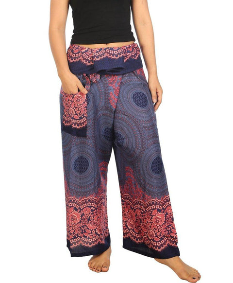 Mandala Fisherman Yoga Pants-Fisherman-Lannaclothesdesign Shop-Small-Medium-Dark Blue-Lannaclothesdesign Shop