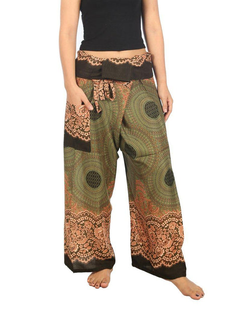 Mandala Fisherman Yoga Pants-Fisherman-Lannaclothesdesign Shop-Small-Medium-Green-Lannaclothesdesign Shop