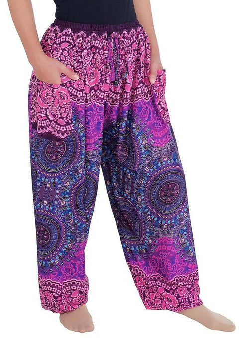 Mandala Harem Pants with Drawstring-Drawstring-Lannaclothesdesign Shop-Lannaclothesdesign Shop
