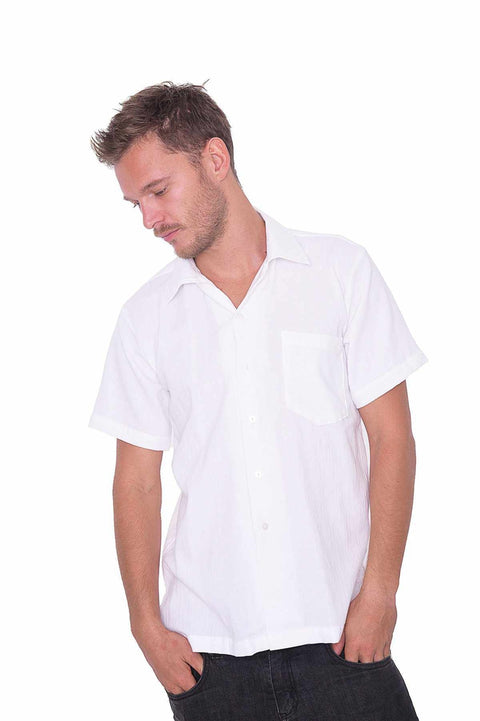 Men's White Cotton Shirt-Men Shirt-Lannaclothesdesign Shop-Medium-Lannaclothesdesign Shop