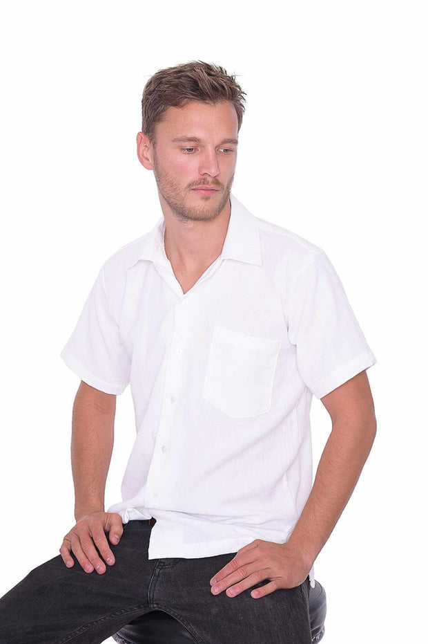 Men's White Cotton Shirt-Men Shirt-Lannaclothesdesign Shop-Medium-Lannaclothesdesign Shop