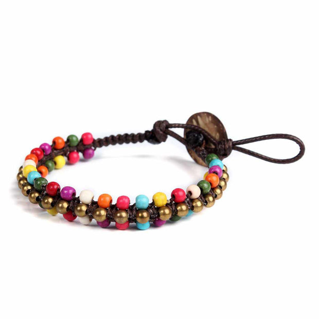 Multi Color Beads and Brass Bells Boho Bracelet-Bracelet-Lannaclothesdesign Shop-Lannaclothesdesign Shop
