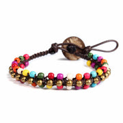 Multi Color Beads and Brass Bells Boho Bracelet-Bracelet-Lannaclothesdesign Shop-Lannaclothesdesign Shop