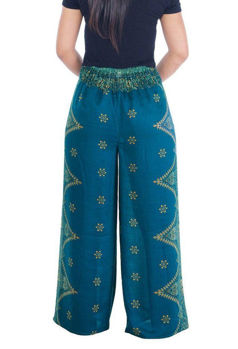 Peacock Flower Wide Legs-Wide Leg-Lannaclothesdesign Shop-Lannaclothesdesign Shop