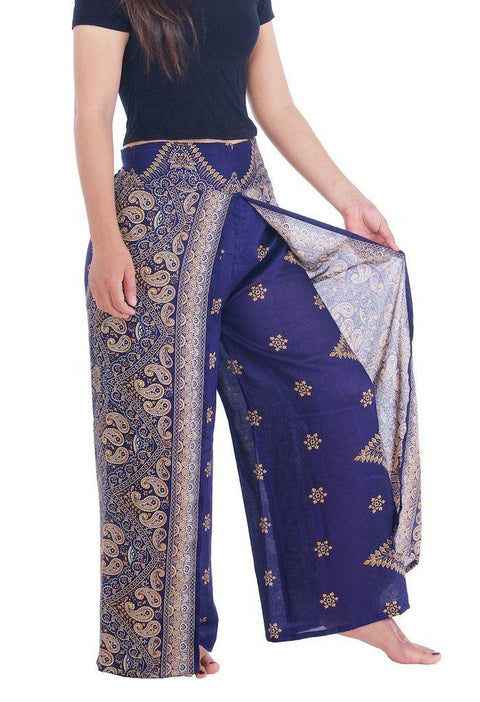 Peacock Flower Wide Legs-Wide Leg-Lannaclothesdesign Shop-Lannaclothesdesign Shop