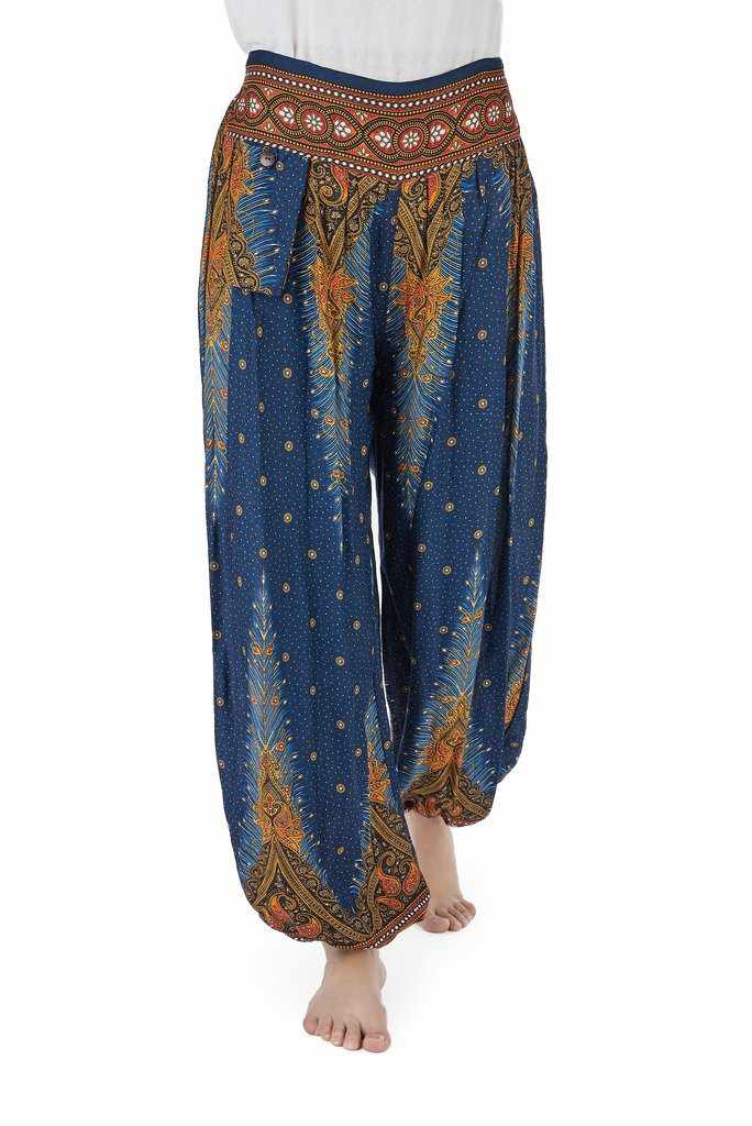 Peacock Jenny Harem Pants - Dark Blue - Lannaclothesdesign Shop