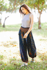 Peacock Jenny Harem Pants - Dark Blue-Jenny Pants-Lannaclothesdesign Shop-XS/S-Dark Blue-Lannaclothesdesign Shop