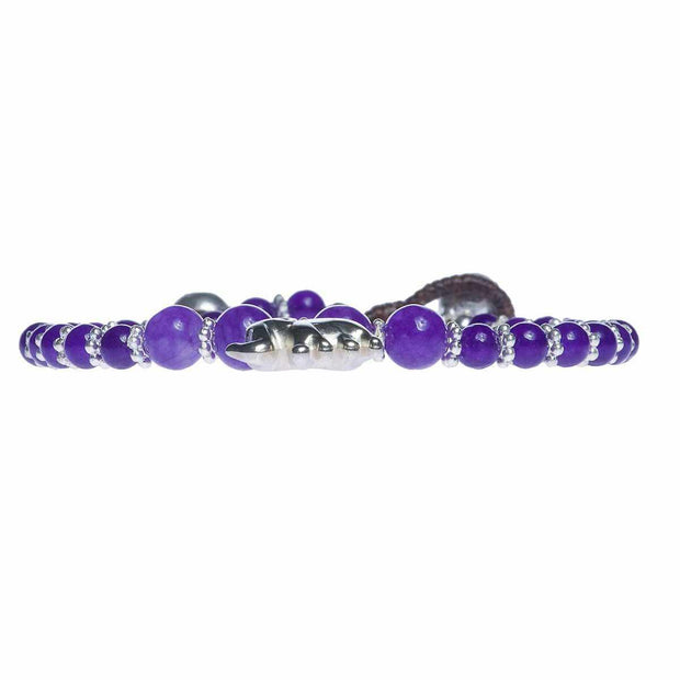 Purple Amethyst Beads and Silver Bells Bracelet-Bracelet-Lannaclothesdesign Shop-Lannaclothesdesign Shop