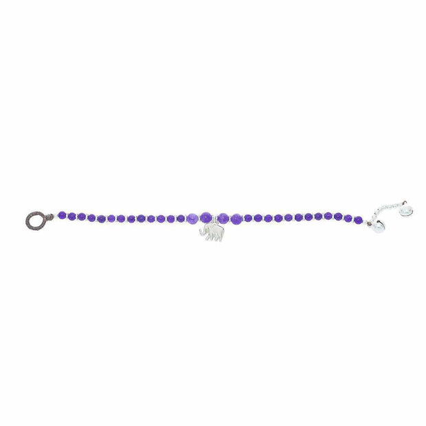 Purple Amethyst Beads and Silver Bells Bracelet-Bracelet-Lannaclothesdesign Shop-Lannaclothesdesign Shop