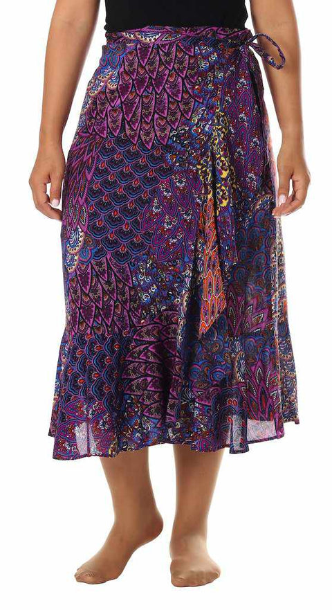 PURPLE WOMEN WRAP SKIRT-Rayon Skirt-Lannaclothesdesign Shop-Lannaclothesdesign Shop