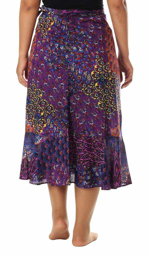 PURPLE WOMEN WRAP SKIRT-Rayon Skirt-Lannaclothesdesign Shop-Lannaclothesdesign Shop