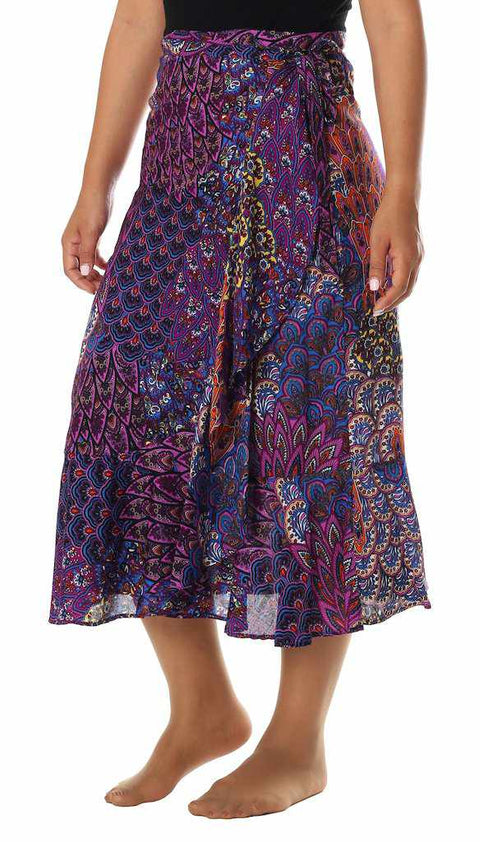PURPLE WOMEN WRAP SKIRT-Rayon Skirt-Lannaclothesdesign Shop-XS/S-Lannaclothesdesign Shop