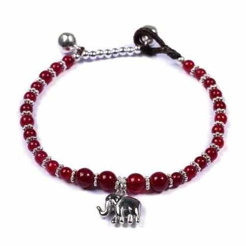 Red Agate Beads and Silver Bells Bracelet-Bracelet-Lannaclothesdesign Shop-Lannaclothesdesign Shop