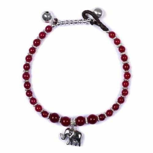 Red Agate Beads and Silver Bells Bracelet-Bracelet-Lannaclothesdesign Shop-Lannaclothesdesign Shop