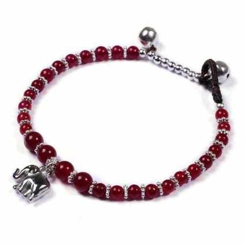 Red Agate Beads and Silver Bells Bracelet-Bracelet-Lannaclothesdesign Shop-Lannaclothesdesign Shop