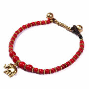 Red How Lite Beads and Brass Bells Bracelet-Bracelet-Lannaclothesdesign Shop-Lannaclothesdesign Shop