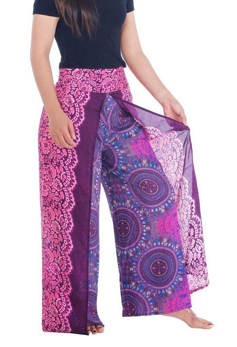Rose Circle Wide Leg Pants-Wide Leg-Lannaclothesdesign Shop-Lannaclothesdesign Shop