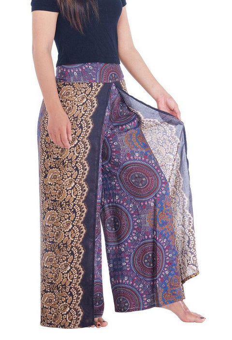Rose Circle Wide Leg Pants-Wide Leg-Lannaclothesdesign Shop-Lannaclothesdesign Shop
