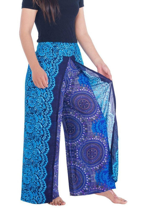 Rose Circle Wide Leg Pants-Wide Leg-Lannaclothesdesign Shop-Lannaclothesdesign Shop