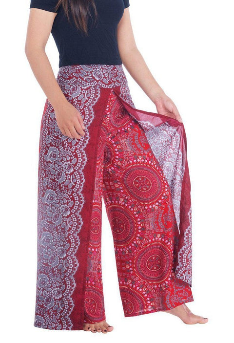 Rose Circle Wide Leg Pants-Wide Leg-Lannaclothesdesign Shop-Lannaclothesdesign Shop