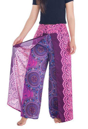 Rose Circle Wide Leg Pants-Wide Leg-Lannaclothesdesign Shop-Small-Purple-Lannaclothesdesign Shop