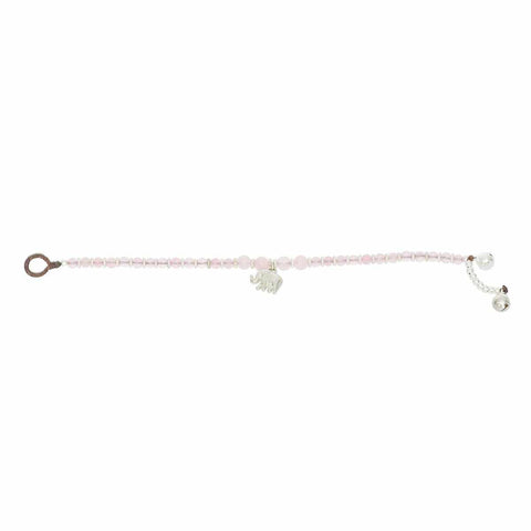 Rose Quartz Beads and Silver Bells Bracelet-Bracelet-Lannaclothesdesign Shop-Lannaclothesdesign Shop