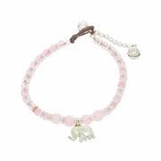 Rose Quartz Beads and Silver Bells Bracelet-Bracelet-Lannaclothesdesign Shop-Lannaclothesdesign Shop